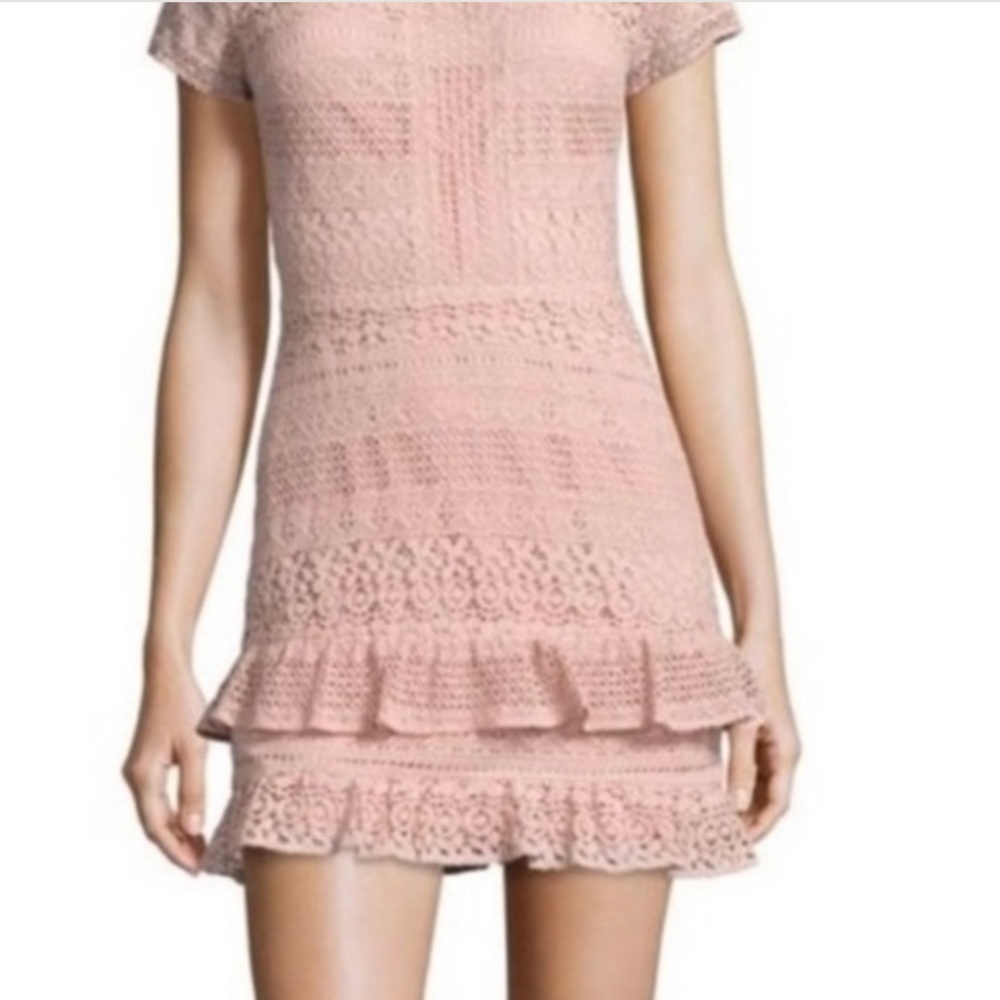 Parker Dusty Pink Lace Cap Sleeve Dress, Size Small